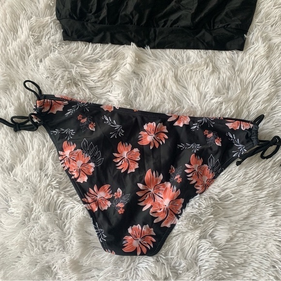 Nwot Two Piece Tankini Built in Bra Floral Waist Tie Swimsuit Bikini - Picture 13 of 16